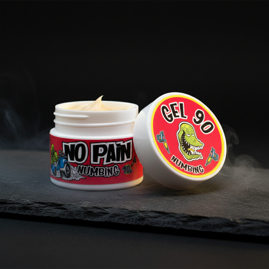 No Pain Gel 90 — Fondo oscuro dramático